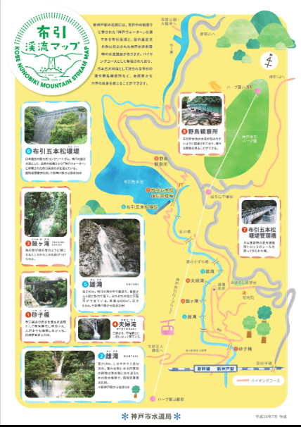 布引渓流マップ」は内容が非常に良いのですが、文字の色が薄くて読み