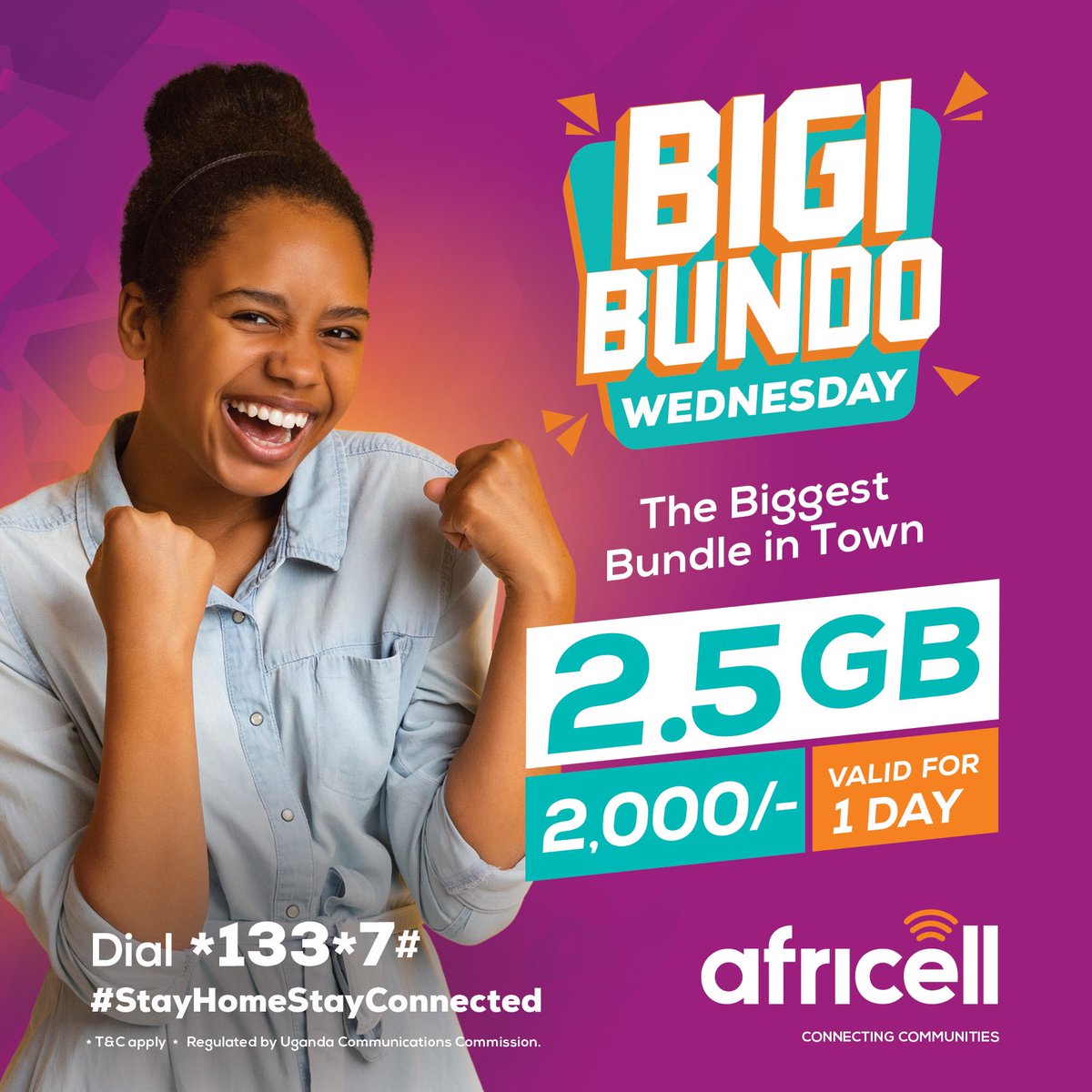 Start your day with a Wednesday #BigiBundo At just UGX 2,000 get 2.5GB of Data valid for a day. Dial *133*7# to activate. #ConnectingCommunities