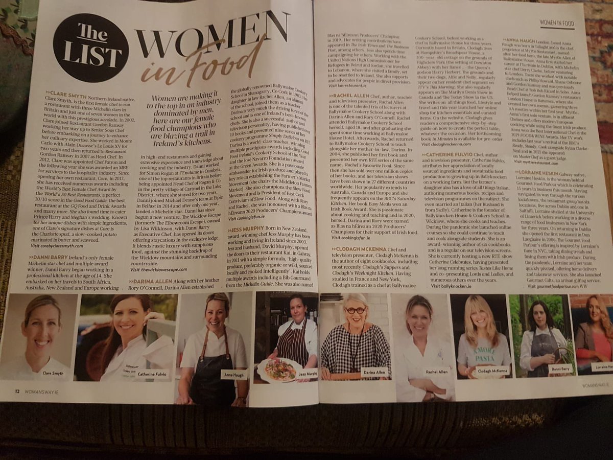 wicklowescape's tweet image. Great to see our exec chef @Danni_Barry in this months @Womans_Way with Ireland’s leading chefs. She’s keeping good company with @ChefClareSmyth @kaigalway @darinaallen @rachelallen1 @clodaghmckenna @Cfulvio @Anahaugh @gourmetfoodparl #femalechefs #womenwhochef #thewickloescape
