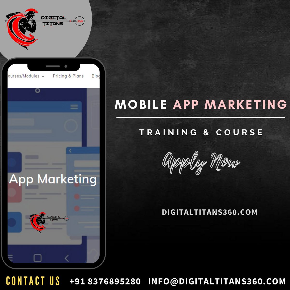 DigitalTitan360's tweet photo. Get best training and course in mobile app marketing 
See course here: - https://t.co/zLRTklndrL
Contact us:
Call Us At:
+91 8376895280
E-mail Us:
info@digitaltitans360.com
#mobileapp #marketing #appmarketing #android #ios #digitaltitan360 #training #course #skill https://t.co/tu9tqhzk9W