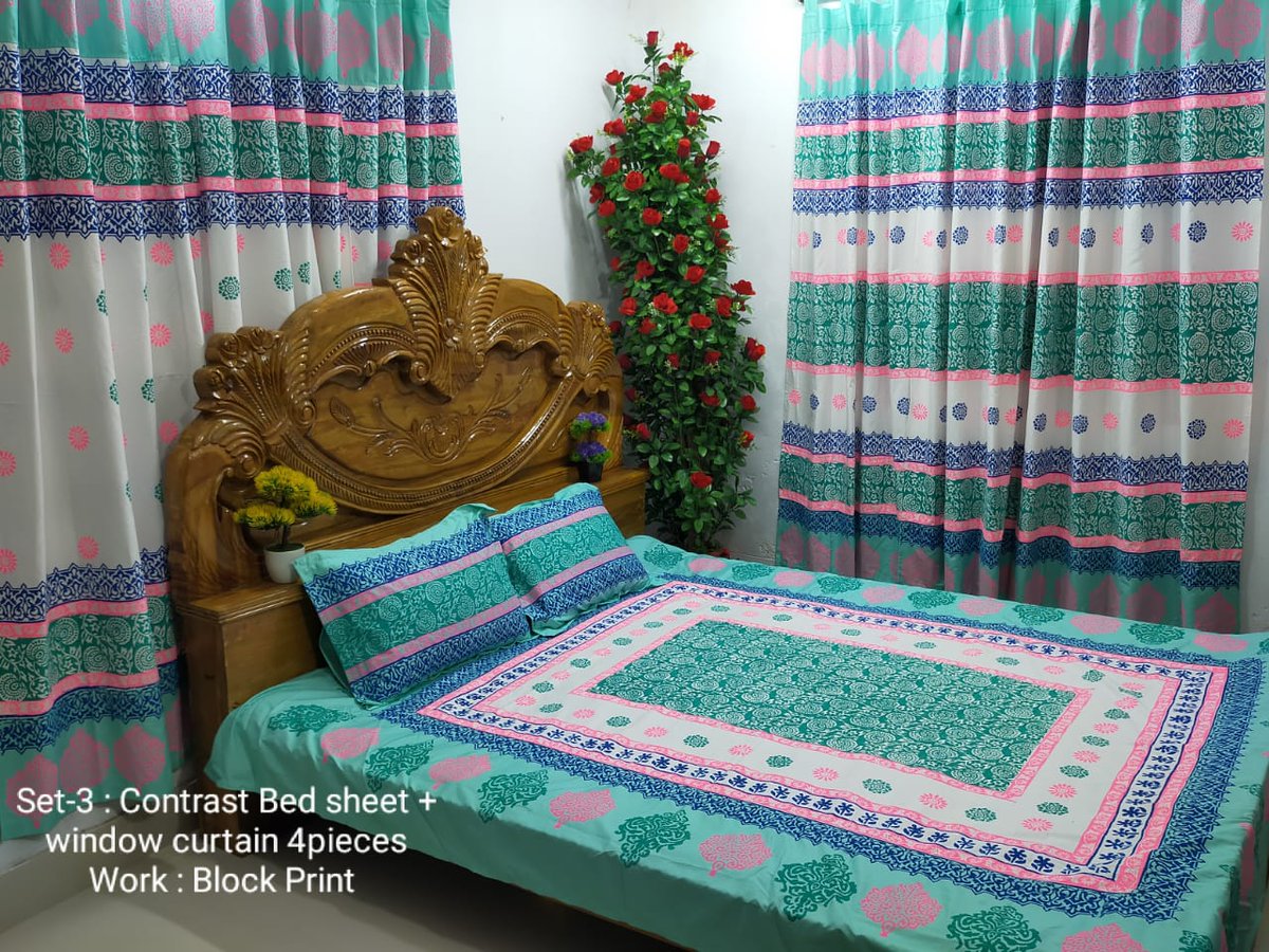 ExclusiveMarys's tweet photo. Description: Block printed twil cotton king size bedsheet and curtains full set

Bed sheets length - 9 feet width - 7.5 feet, curtains (75 inches * 45 inches) fashionable design.

Dm us for order 

 Our facebook page:https://t.co/WsqS42sxsj https://t.co/IUR2Tu5ZGS