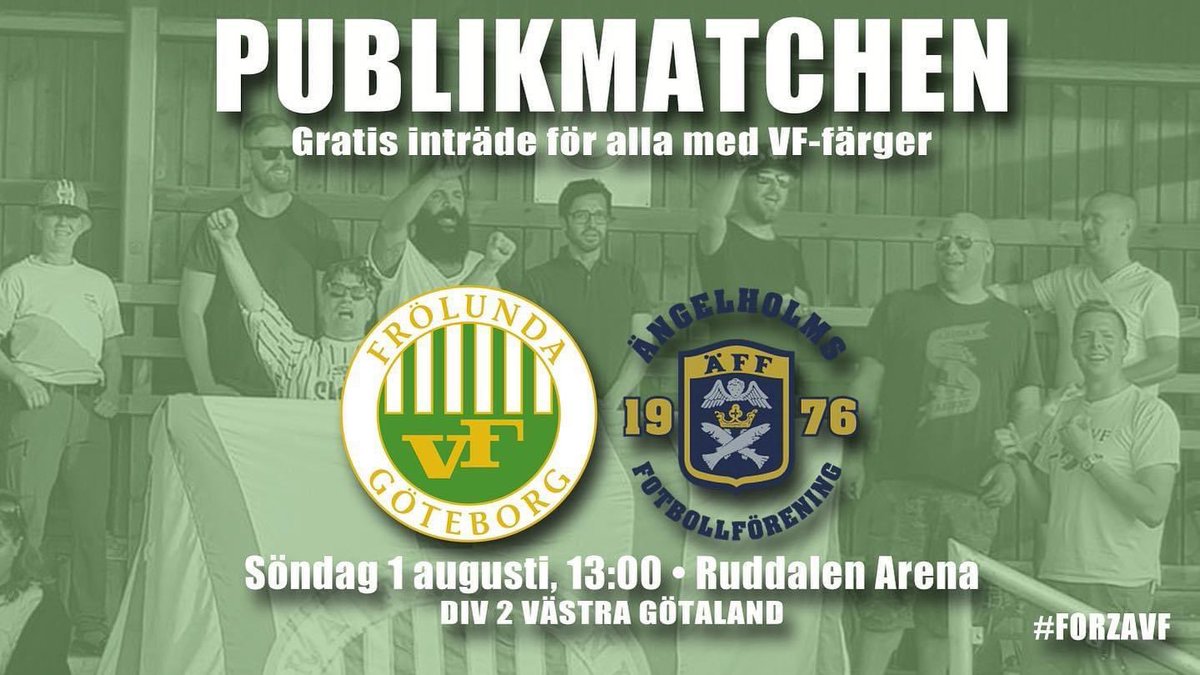 vastra_frolunda's tweet photo. Nu drar vi igång igen efter några veckors uppehåll. Vi hoppas på stort stöd från många frölundaiter med VF-färger när vi möter @AngelholmsFF 

Fortfarande gäller restriktioner (max 250 sittande pers.), så det är först till kvarn som gäller. 

Vi ses på söndag! 

👊🏼💚⚽️ 

#forzavf https://t.co/6vVo3POxzs
