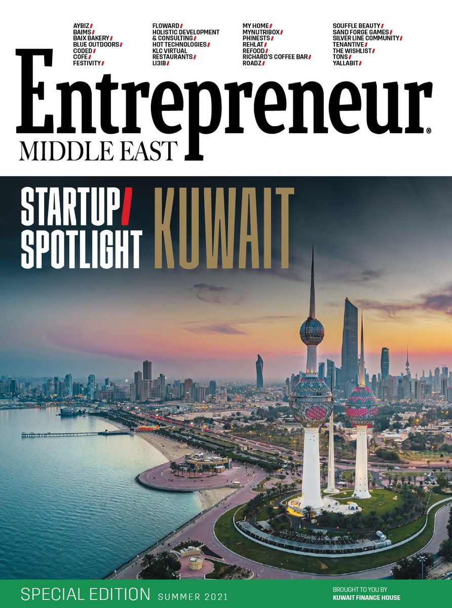 EntMagazineME's tweet photo. 🔥JUST IN: Here's our special Summer 2021 edition, built in collaboration with @KFHGroup, in which we train our focus on #Kuwait's startup scene--f/t @BaimsEdu, @tenantiveapp, @joincoded, @Li3ib, @flowardco, @getCOFE, @ahotlife, @yallabit, @tons + more! https://t.co/CU7HAn7Iag https://t.co/q0aWKgePYX