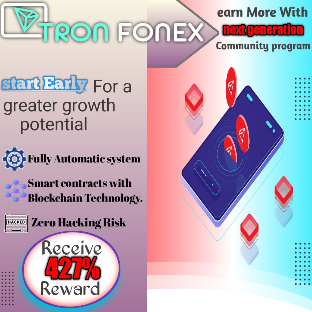 IMPOSSIBLE TO SCAM
NEXT GENERATION COMMUNITY PROGRAM
Tron Fonex is the perfect combination of Digital
Technology, High Security and Community Program
tron blockchain smart contract.
telegram link - t.me/tronfonex
join link - tronfonex.com/web/home.aspx?…
#tronfonex #tron #trx