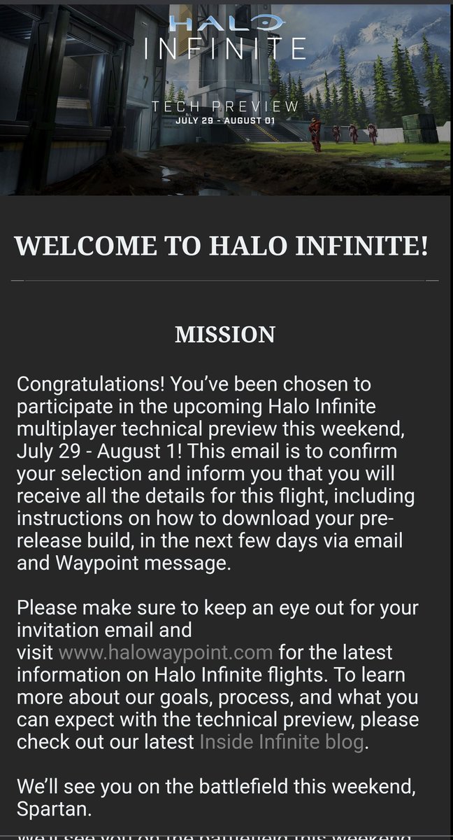 AMoonfish117's tweet photo. Received an invitation to participate in Halo Infinite's Technical Preview!
I am eternally grateful and cannot describe with words, my euphoric state of mind. 😩🥳😌

Looking forwards to thoroughly enjoy this long awaited gem.
@donnavan_pierre @disturbedgoose1 @joestaten @Halo https://t.co/KObiaAt2nn