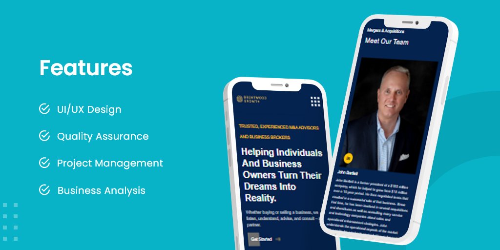 CodingPixelUS's tweet image. A glimpse of our work for, Brentwood Growth!
Brentwood growth is an investment company where individuals can buy and sell businesses.
#codingpixel #developer #coding #programming #programmer #javascript #code #coder #webdeveloper #python #java #html #software #technology #web