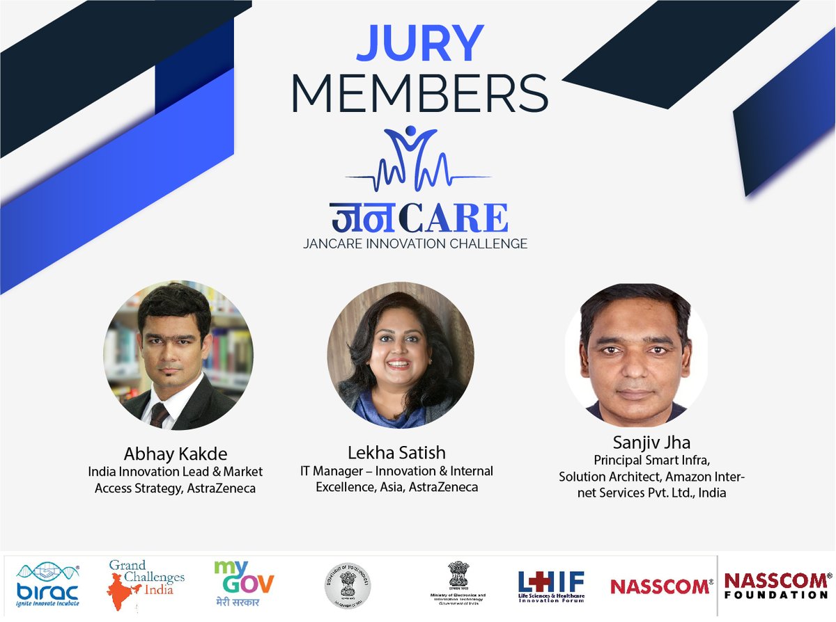 NF_Tech4Good's tweet photo. A Big Thank You to jury members for their time, suggestions and support throughout the #JanCare Innovation Challenge. Winner announcements coming soon. Watch the space!

@BIRAC_2012 #innovation #medtech #HealthTech #tech4Good #InnovatorsMindset #tech @nasscom https://t.co/JyhWoDjdbY