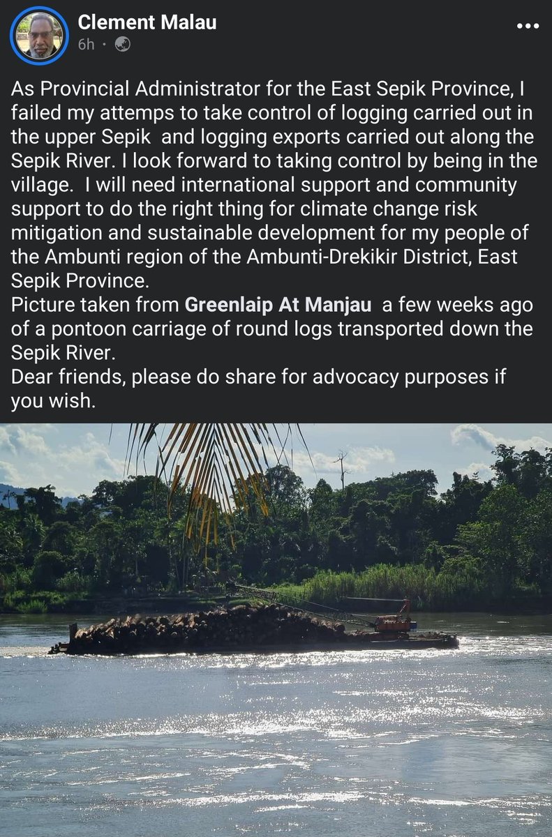 SaveTheSepik's tweet photo. From the Provincial Administrator of East Sepik Province Dr. Clement Malau. https://t.co/IsOVR4yLHW