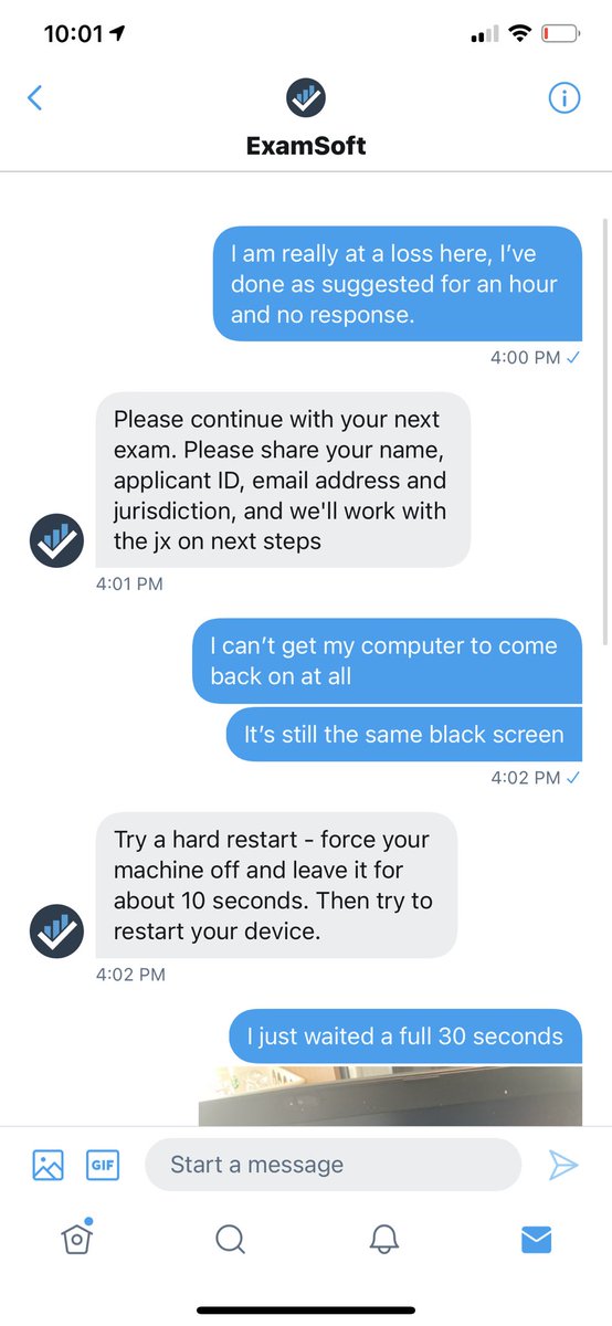 bobbypyouknowme's tweet photo. Question everything.  Listening to the advice of the employee guaranteed my failure for the Florida Bar. Over 40 multiple choice questions not attempted and 2 hours on hold. Following is the email they sent after. https://t.co/RZvK0IsRXy