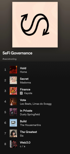 chinchinoshi's tweet photo. Wanna see a cool Spotify playlist that I made? #secretvoting $SEFI. https://t.co/r5QIpQ0n0r
