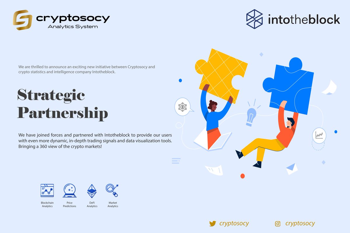 cryptosocy_en's tweet photo. We are thrilled to announce our Strategic Partnership with @intotheblock. We work with the best to be the best!
@cryptosocy #crypto #cryptocurrency https://t.co/C1LDMKxadI