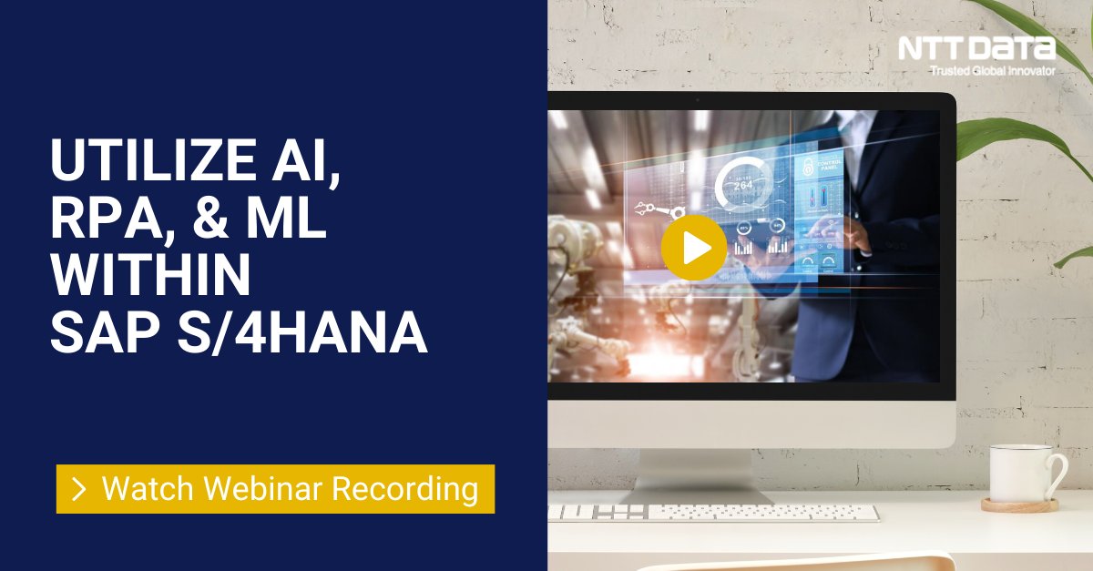 🤖 #AI, #MachineLearning, and #RPA – all these technologies are no rocket science anymore. They are integrated into #SAPS4HANA. Watch the webinar  recording of Adrian Kostrz's live demo and learn how to become an #IntelligentEnterprise
👉 itel.li/L5hVm
#Innovation