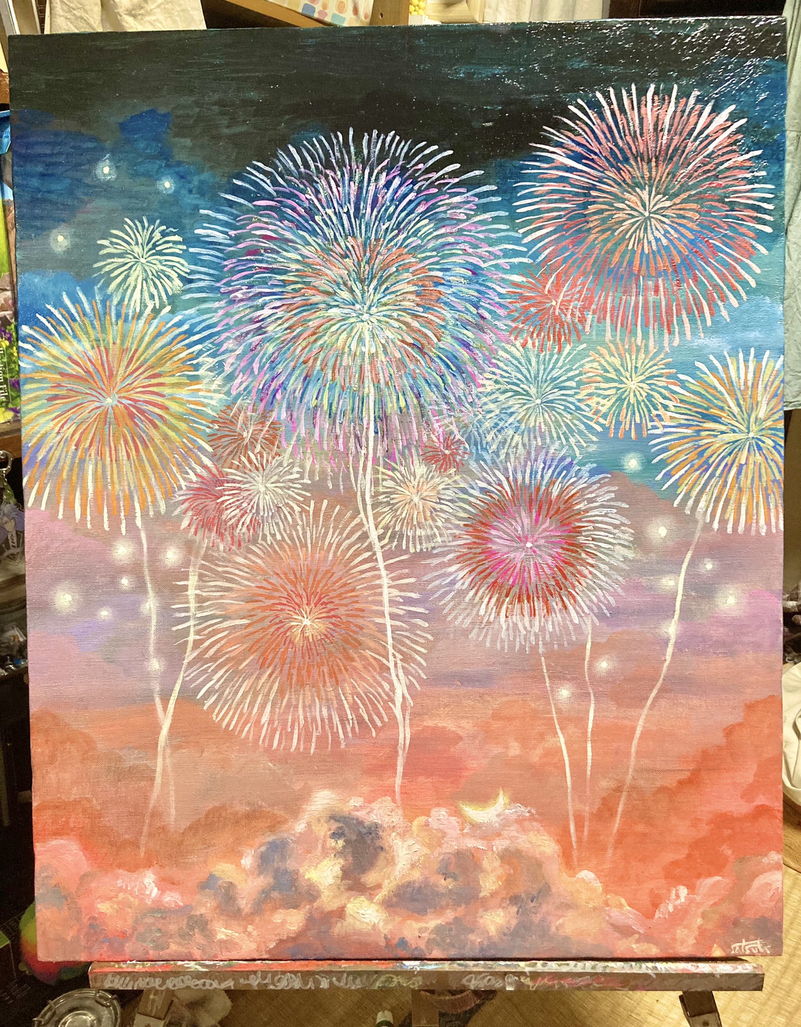 Twitter 上的 Satsuki Natori 花火の絵完成しました 色んな花火大会や夏祭りが中止になっている今なのでみんながこの絵を見て少しでも楽しんでくれると嬉しいです 油絵 花火 絵 T Co 5rydqxrk4h Twitter