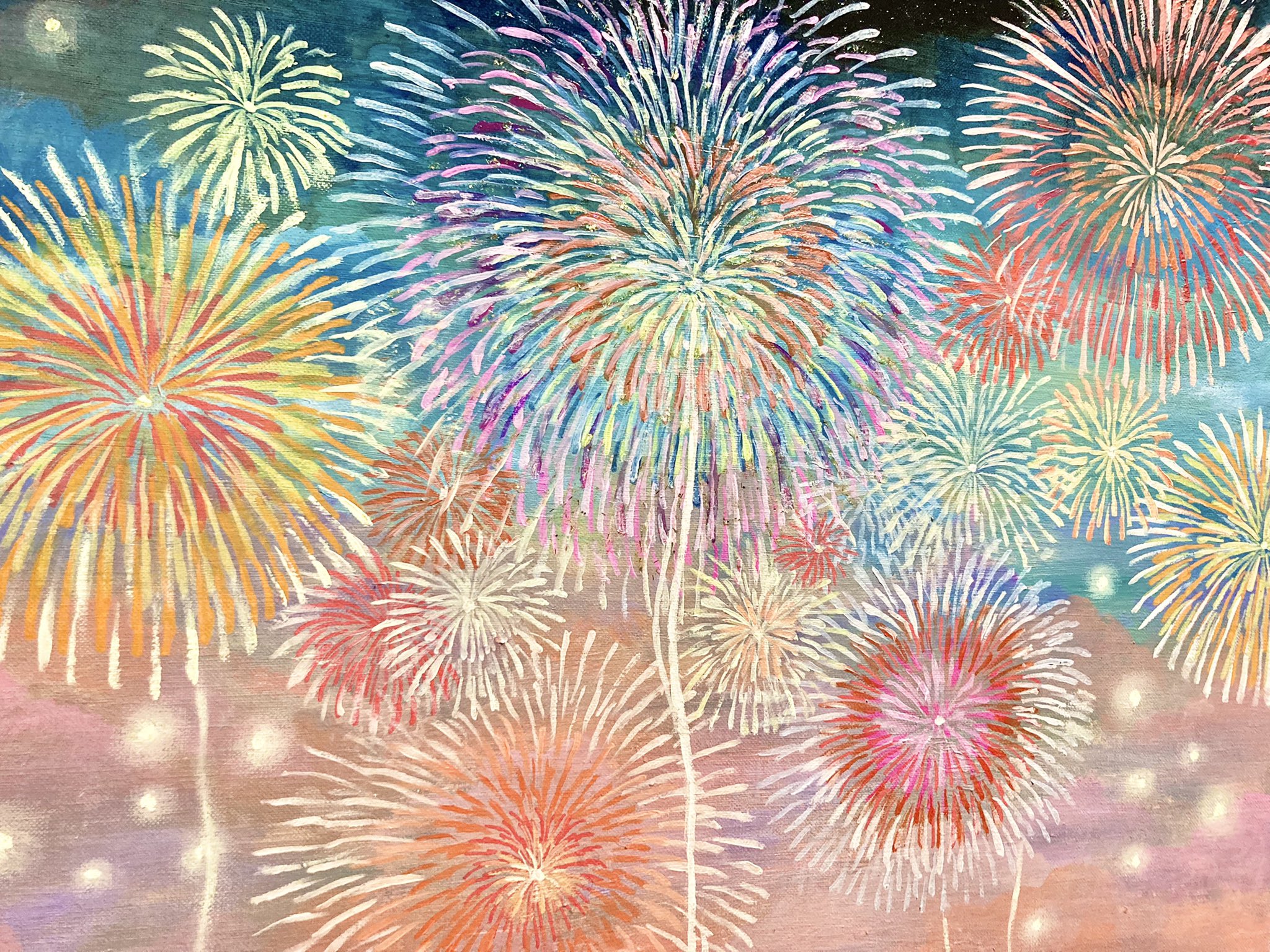 Satsuki Natori 花火の絵完成しました 色んな花火大会や夏祭りが中止になっている今なのでみんながこの絵を見て少しでも楽しんでくれると嬉しいです 油絵 花火 絵 T Co 5rydqxrk4h Twitter