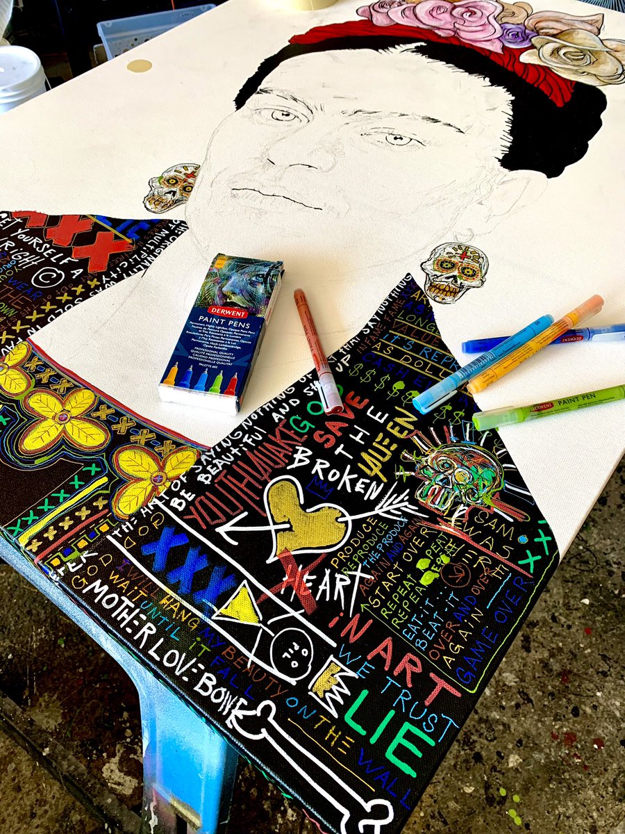 Work in progress 
#art #popart #startsomething #create #writenow #derwent #hilroy #frida #FridaKahlo #santamuerte