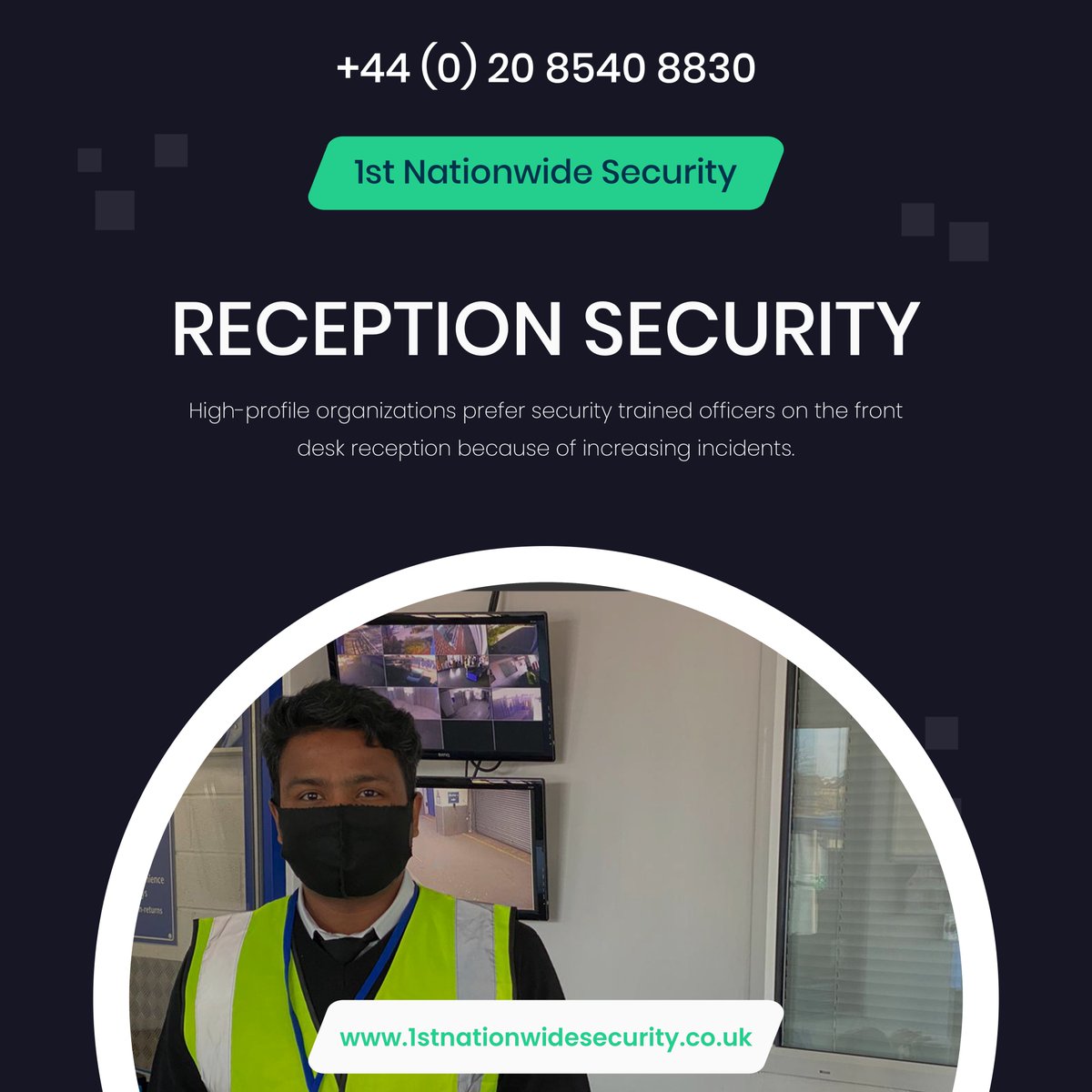 Your premises are safe with the world-class Reception Security Services offered by us. A team of highly trained private security guards has a great sense of security with a cheerful smile. We prepare them for big corporate clients. #uk #secure #security #safety #receptionsecurity