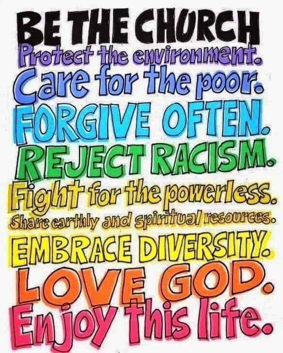 Be the church.
#bekind 
#forgive 
#DiversityandInclusion 
#givingback 
#loveyourneighbors 
#WednesdayMotivation