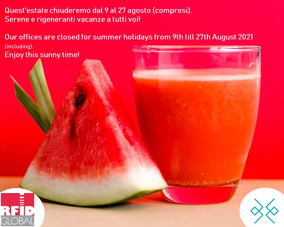 Softwork_RFID's tweet image. Il Gruppo Softwork, con RFIDGlobal e @BluEpyc, sarà chiuso in agosto '21 dal 9 al 27 (compresi)
Serene vacanze 🥰
#estate2021 ❤️🍉🍹
#RFID #Bluetooth #tecnologia
rfidglobal.it