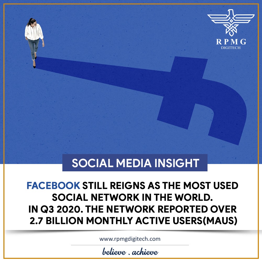 RPMGDigitech's tweet photo. Facebook still reigns as the most used social network in the world.

#Facebook #SocialMedia #Insight #DigitalMarketing #RPMGDigitech https://t.co/ntQ4wzBTSM