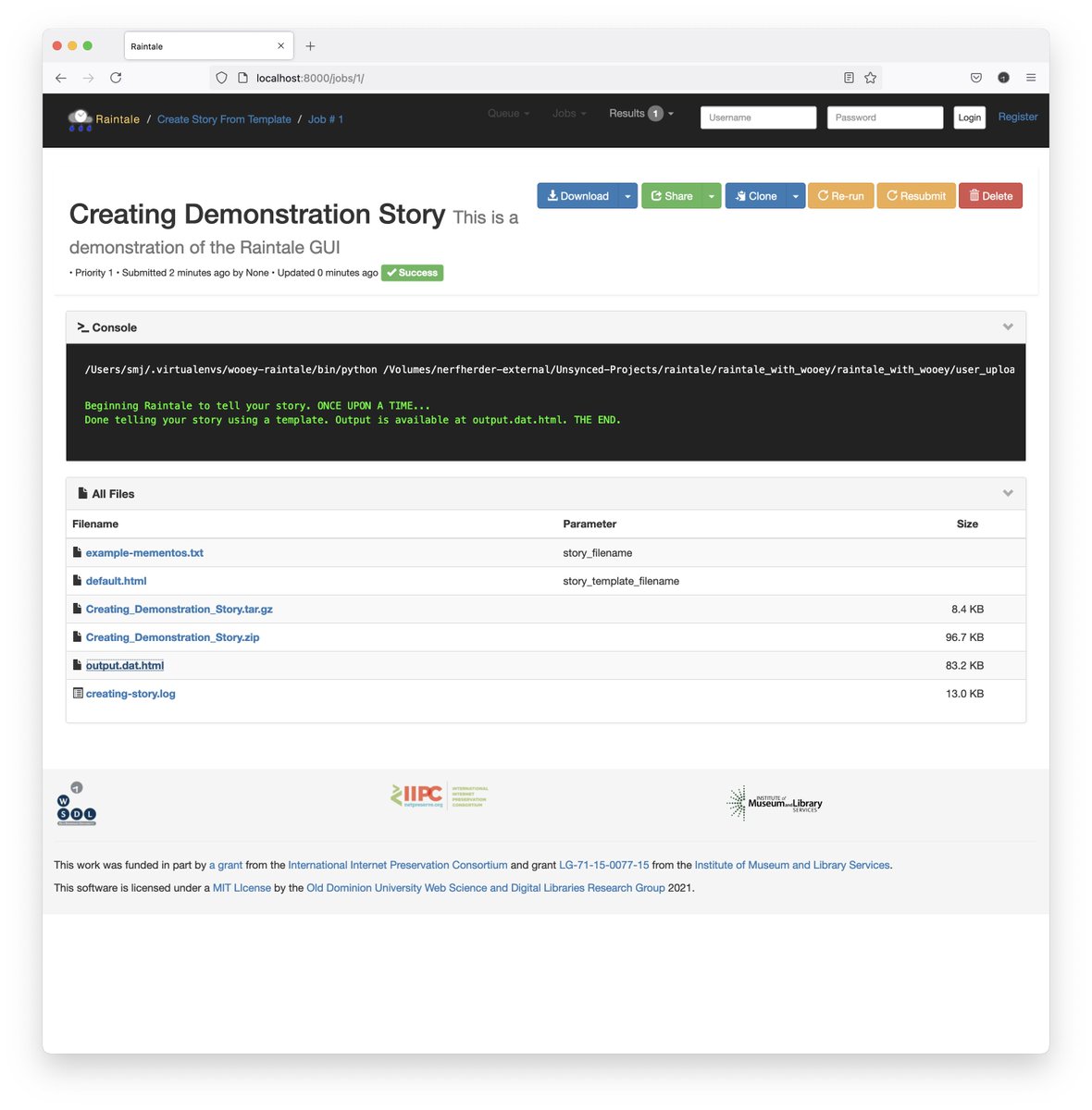 shawnmjones's tweet image. This #WebArchiveWednesday, @StormyArchives shares screenshots of our (not quite done) Raintale GUI. Raintale stories can take time to build. With this GUI, users will be able to log in, start building a story from memento URI-Ms, and come back later to retrieve their story.
