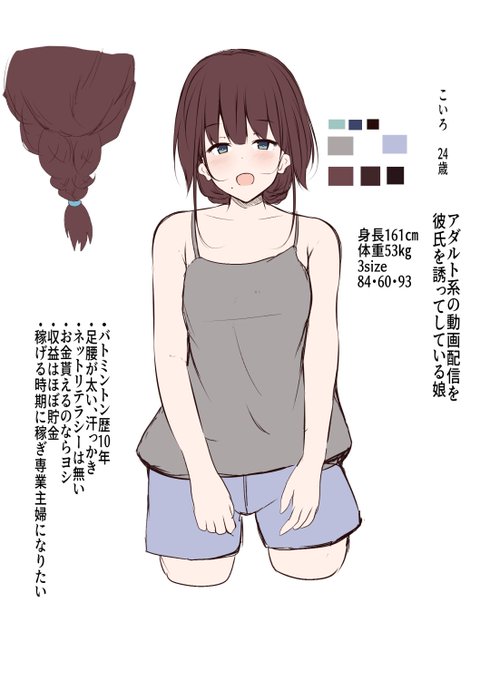 今回描いたこいろちゃんの設定やら

アダルト配信の娘だとホクロ付けたくなるよね
汗でベットベトになるケツデカい女の子、彼氏以外としたくないから風呂屋等では働かない 