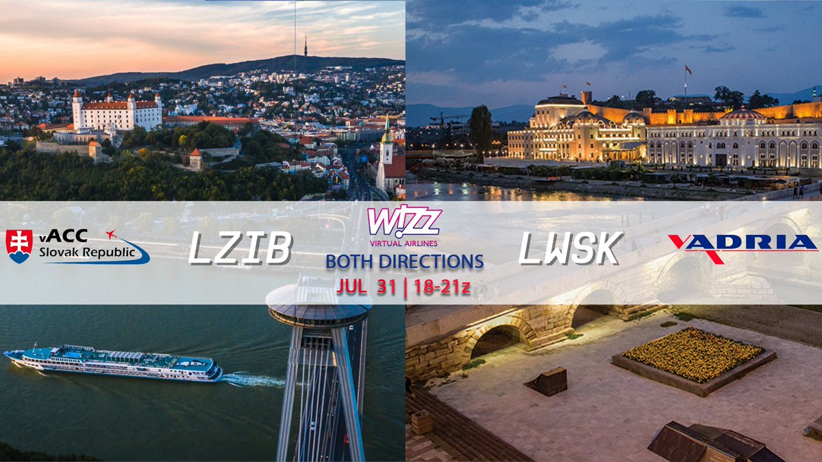 Let's shuttle!
- between Bratislava (LZIB) and
Skopje (LWSK) - both direction 
full ATC! Fly between the Slovak
and North Macedonian capitals
IN FEW HOURS TONIGHT 18-21z