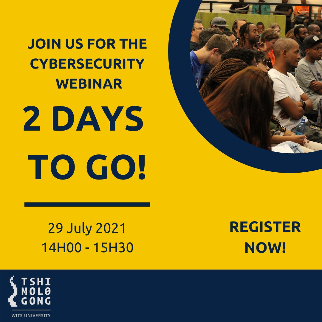 You have 2 Day's left to register for the #Cybersecurity webinar where facilitator <a href="/carolrjaji/">Carol Jaji</a> &amp; speakers Kabelo Letsoalo, <a href="/RidewaanHanslo/">Ridewaan Hanslo</a> &amp; Gerald Leufler take you on a journey of understanding #cybercrime &amp; its potential impact on you.
▶️: bit.ly/2T4XRIS
#Digital