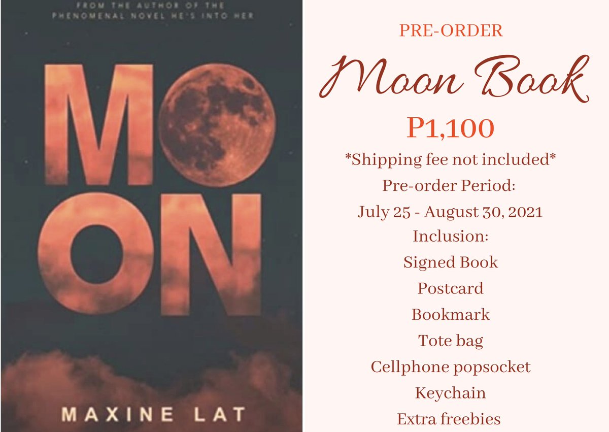 YsayRamos's tweet photo. Moon Book Self pub by @maxinejiji

PRE ORDER PERIOD: July 25,2021- August 31, 2021

Open for installment

To order visit this link: https://t.co/sMPv3VsM5w

Dm me for more info or visit our Facebook page 
https://t.co/eKh9ircoKW https://t.co/fLOqg5VVdF