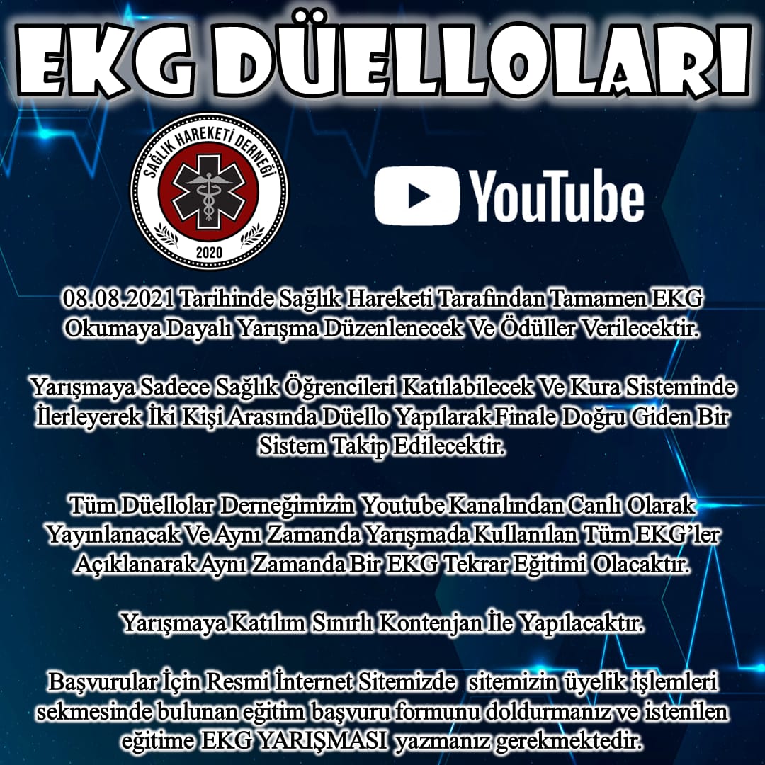 Sağlık hareketi derneği farkı ile tekrar niyetinde EKG düellosu... Derneğimize üye olmak ve detaylı bilgi almak için bizlere DM yolu ile ulaşabilirsiniz.