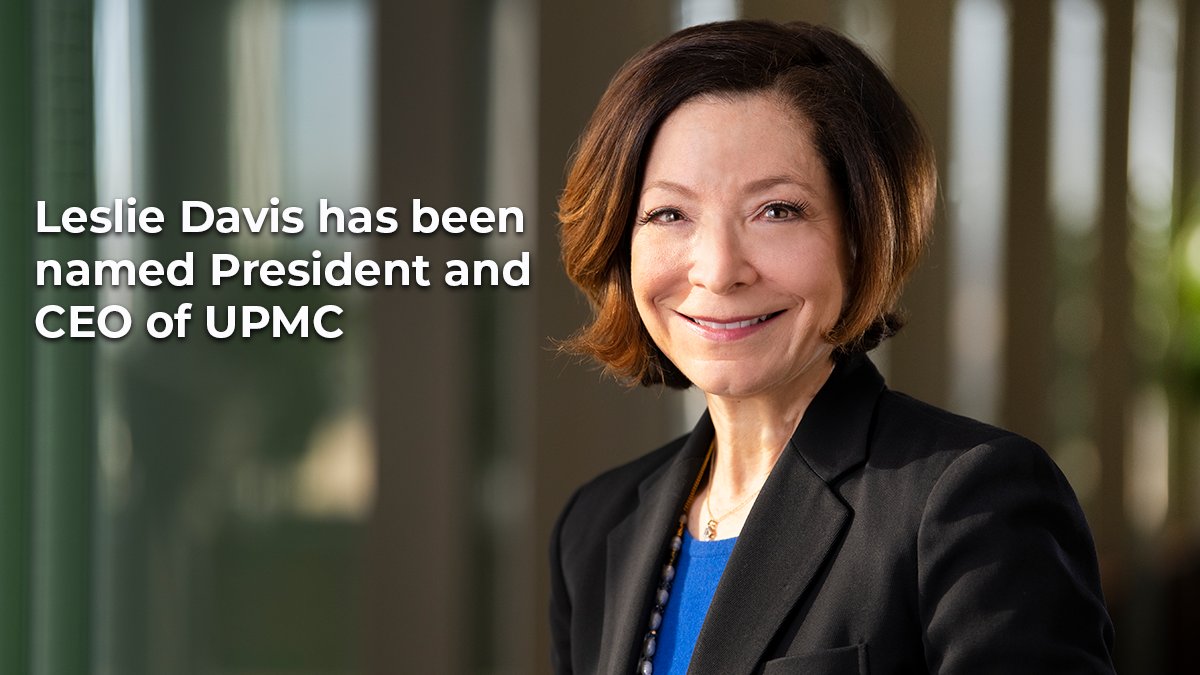 UPMCnews's tweet photo. Leslie Davis has been named President and CEO, effective Aug. 1, succeeding Jeffrey Romoff. Davis will continue to drive innovation and excellence for our patients and Health Plan members. https://t.co/juCHOlpFxH https://t.co/O0ippIrJgQ