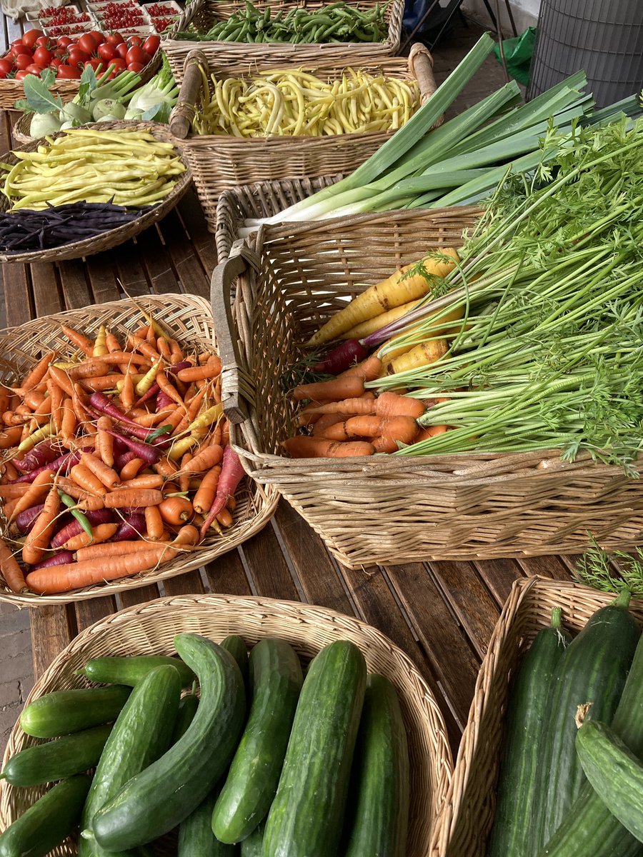 Volle kraam met biologische groenten! Om 13.00 uur gaan we open!