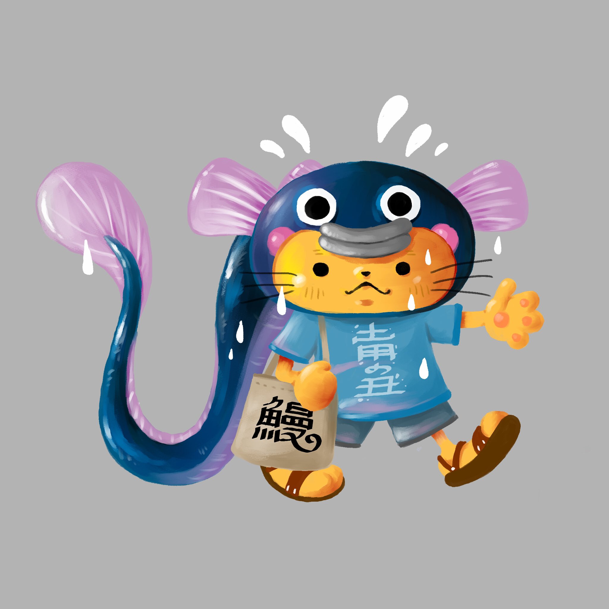 佐野チュージ 毎日ラクガキする人 Bau Graphics Of Kyoto 汗をかきながら うなぎを買いに行った 広告業界の大先輩 平賀源内に踊らされてもいい やはり食べたいのです ネコキャット 猫と仕事と夕飯と うなぎ 鰻 土用の丑の日 イラスト Illust