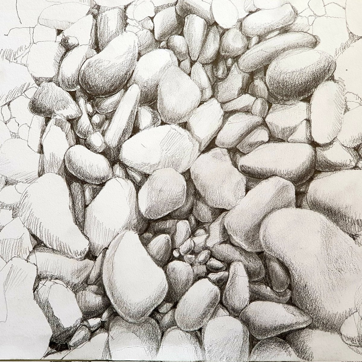Tramore beach rocks, pencil on paper