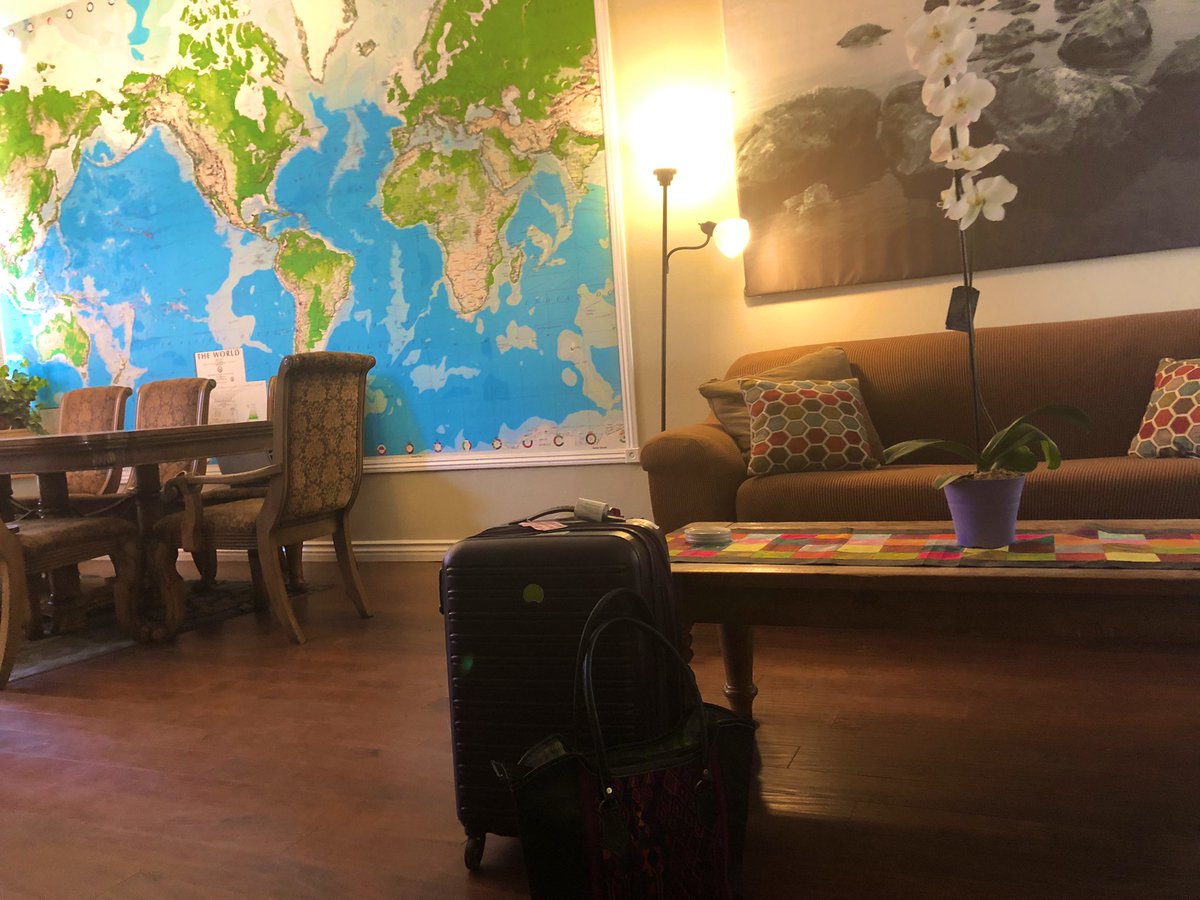 TheSpaceTeacher's tweet photo. After living in this suitcase for the last month, I'm so excited to be in our new home, and over the moon to be joining the #AEF_Program this year!!! And I'm wondering if I really need more than what fits in there 🤔 https://t.co/GuSIhxhyXw