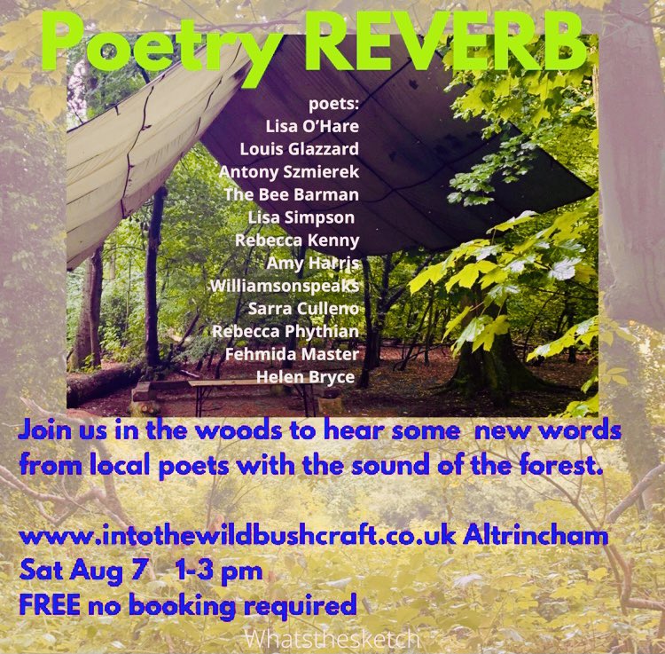 Whatsthesketch1's tweet photo. Check ur head.Come hear someone else’s thoughts.Join us in the forest
Sat 7 aug 1-3pm
Altrincham
Bollin wood
https://t.co/JBf5vLxk5S
#culture #altrincham #altylife #whatsthesketch #poetryperformance #manchesterpoetry #manchesterpoet #manchesteractor #intothewildcoffeeshack https://t.co/Kxesxo91SK
