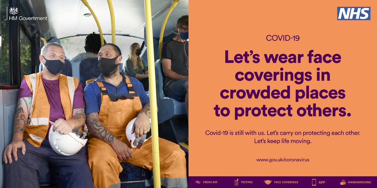 Wearing a face covering is still one of the best ways to reduce the spread of coronavirus. Make sure you:

✅ fully cover your nose and mouth
❌ don't touch the front of it
✅ wash your hands before and after putting it on or taking it off
✅ wash the face covering regularly
