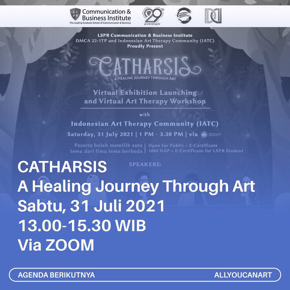 allyoucanart's tweet photo. Hey dabs!
.
Sampai jumpa ya di Catharsis Virtual Art Therapy &amp; Exhibition persembahan dari @lsprjakarta
.
Selengkapnya cek dimari dabs: https://t.co/uIB1z2rOTB
.
#allyoucanart
#eventjakarta
#LSPRDMCAshowcase22 #AHealingJourneyThroughArt
#Catharsis 
#MentalHealth https://t.co/UO0VJW4CD4
