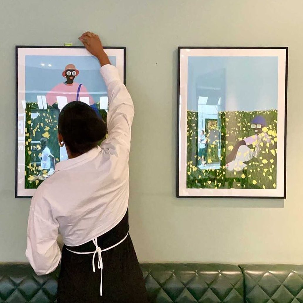 papalskitchen's tweet photo. We think Neals Niat's designs from the newest "Mapanes Love" series blends with the PAPA L's KITCHEN vibes, right? 
Thank you @nealsniat, @bettershared, @swakara_shares for filling our space with positive energy! https://t.co/QMHIDnYVRL