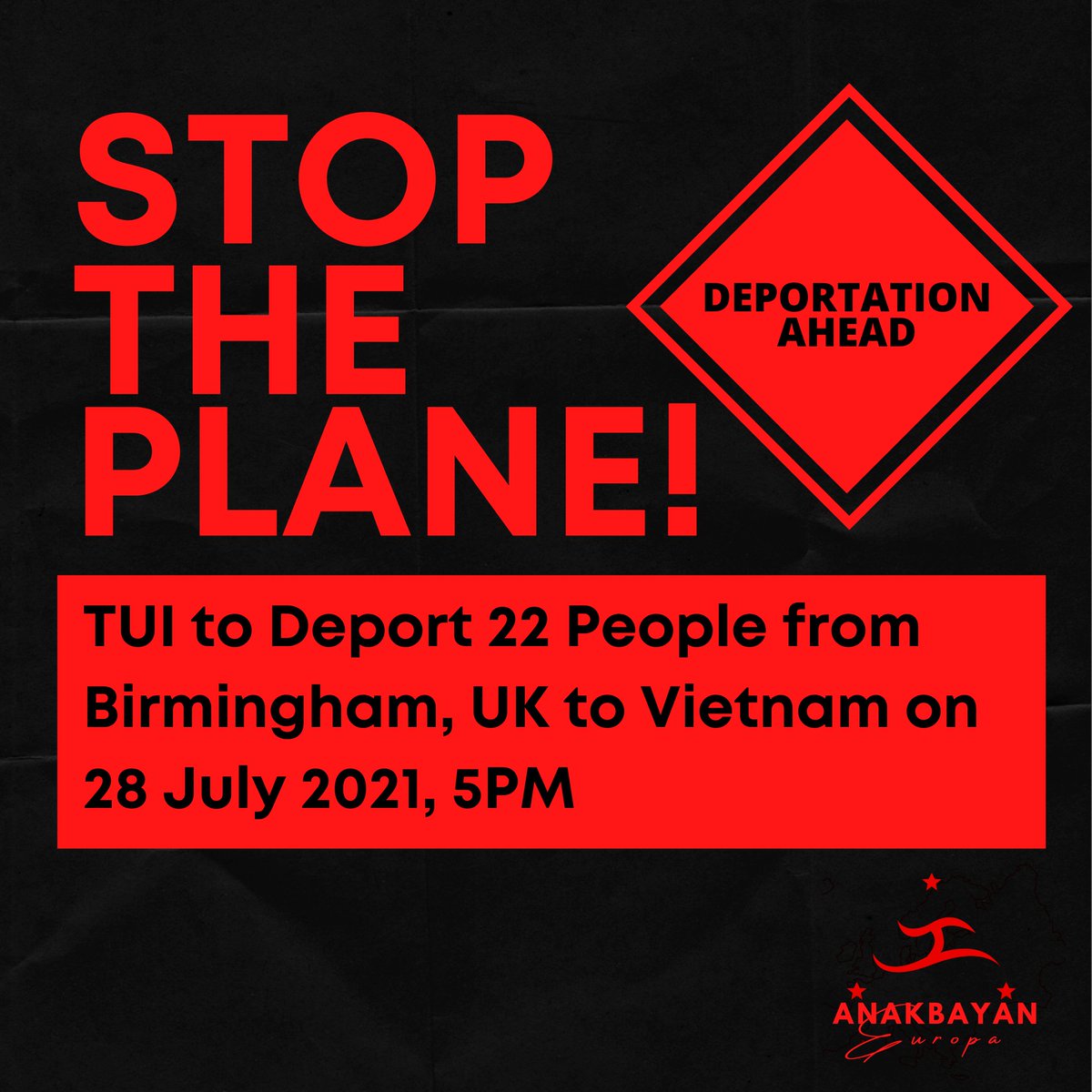 TUI have already carried out at least 8 deportation flights this year and we believe they or AirTanker  are due to conduct yet another deportation, this time to Vietnam, TODAY at 5.30pm. 

#StopThePlane #TUIDropDeportations #Vietnam22 #NoBorders #EndDeportations

1.3