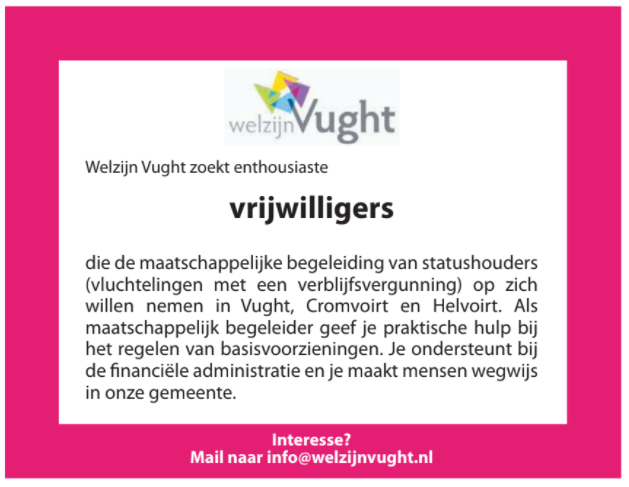 WelzijnVught's tweet photo. GEZOCHT!
Vrijwilligers Maatschappelijke Begeleiding
Lees meer hierover op: https://t.co/GGwrf6QDe5 https://t.co/fBGuTE3HjZ