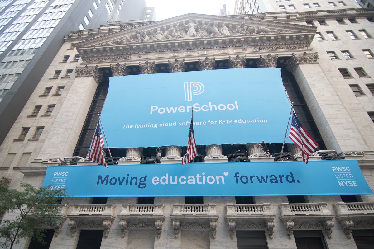 MyPowerSchool's tweet photo. A proud day in PowerSchool's history and the next step in furthering our mission! @NYSE #PWSC #PowerSchoolIPO #MovingEduForward https://t.co/hpos7L7xf7
