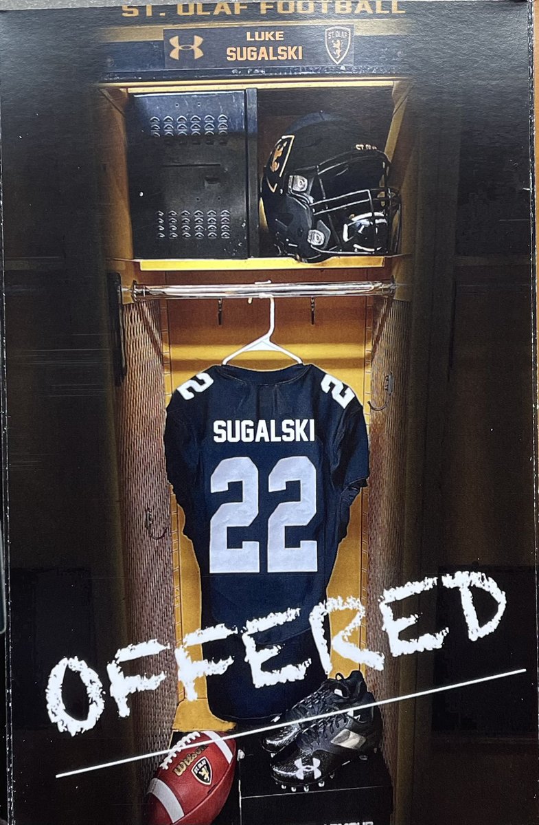 Blessed to announce an offer from <a href="/StOlafFB/">St. Olaf Football</a>. Thank you Coach <a href="/JamesKilian/">James Kilian</a>!