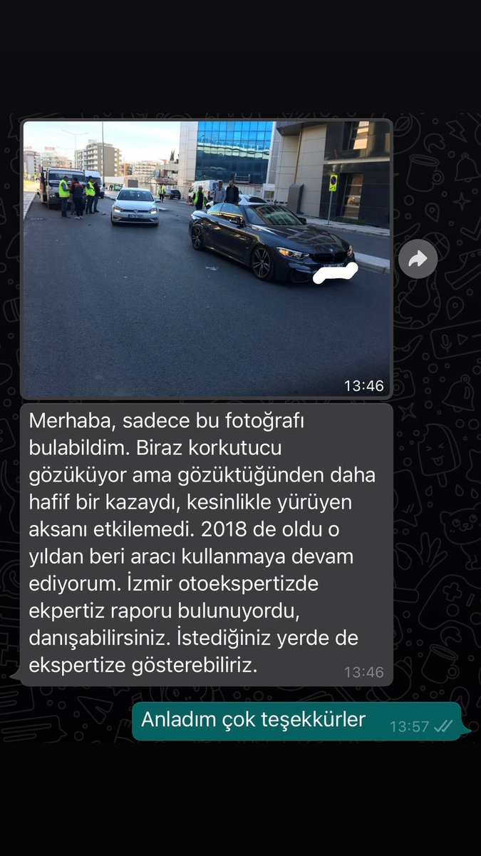 Sağ arkada avuç içi kadar boya var diyip fotoğraf attı..