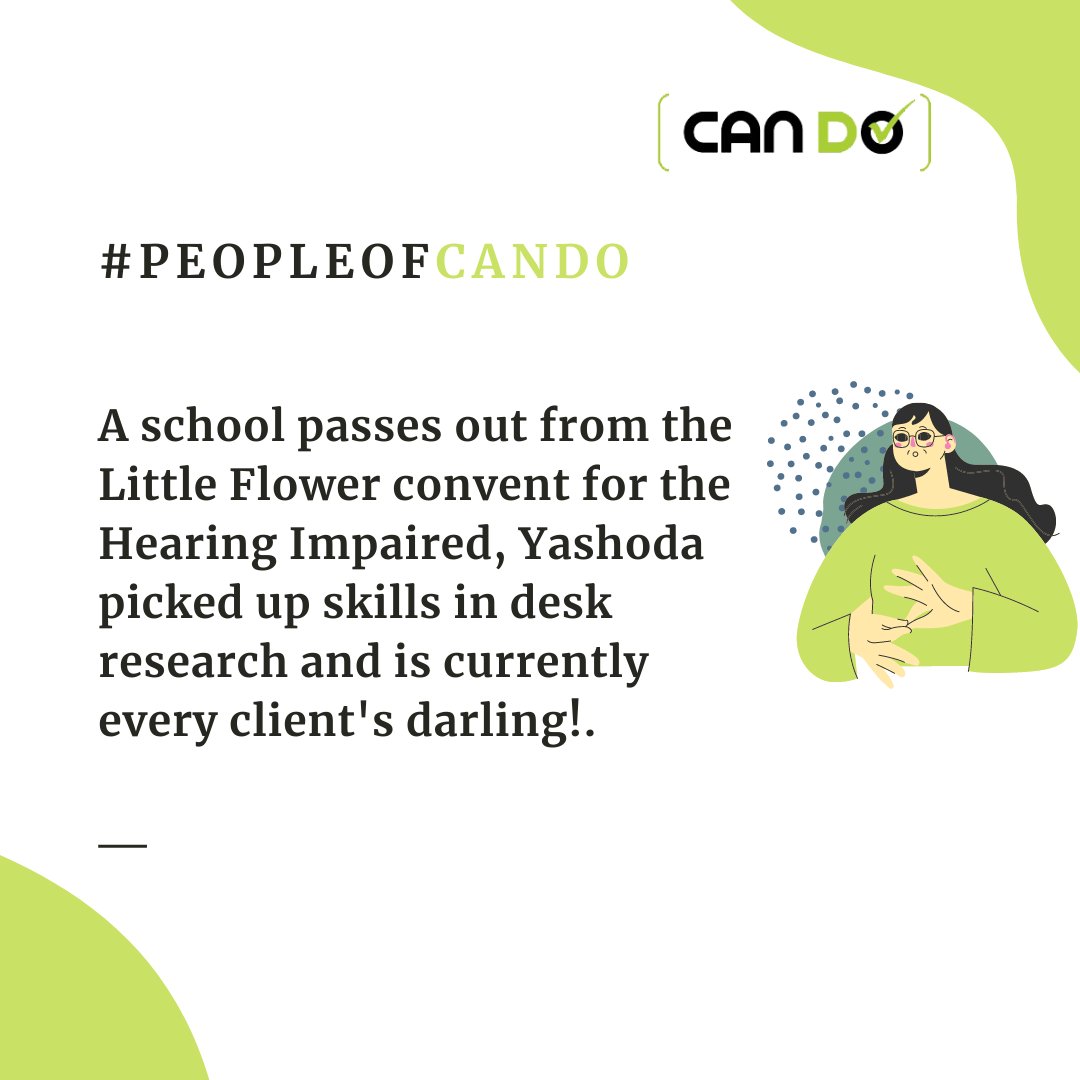 cando_india's tweet photo. Meet Yashoda and read her story of success #PeopleofCanDo
..
~ DM us for more details.
#candoindia #candoinitiative #supportcando #candofordisability #employeestories #employeespotlight #peopleofcando
#peoplewithdisabilities #disabilityinclusion https://t.co/3cCmcVaIl6