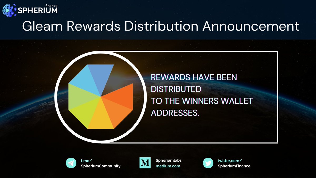 SpheriumFinance's tweet photo. 1/3

🏆 Gleam Quiz Rewards Distribution🏆

Cheers to the Gleam Quiz Competition lucky winners! We thank everyone for your participation and support in making our community grow.
As we move towards our product launch phase, we'll organise similar challenges for our community. https://t.co/WDqNrdGjQM