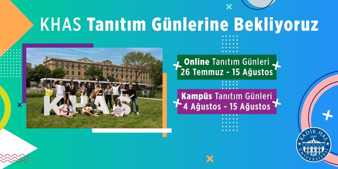 YKS sonuçları açıklandı. 4 Ağustos'a kadar zoom'da, 4-15 Ağustos arası kampüste, İşletme bölümünden hocalarımızdan dilediğiniz gibi bilgi alabilirsiniz. 
onlinetanitim.khas.edu.tr/appointments