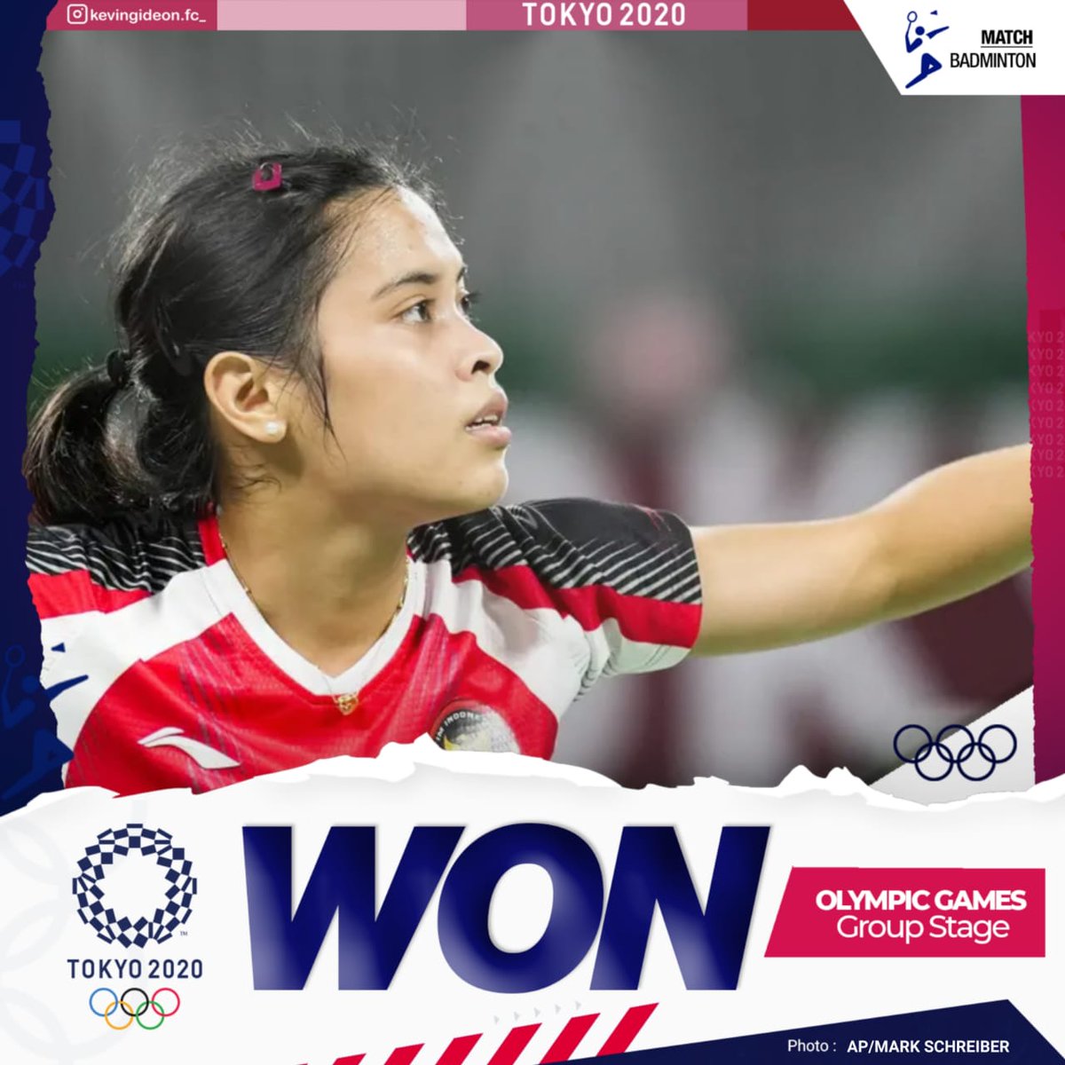kevingideonfc's tweet photo. Thank you for did your best our WS/MS, Georgia Ginting Jonatan!

QUALIFIED TO ROUND OF 16🔥👊🏻🇮🇩

#Tokyo2020 
#Badminton https://t.co/BMmJ7TX8Vk