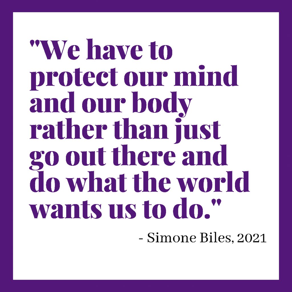 Sending love to Simone Biles💜

Constantly pushing the boundaries and outdoing what has come before you is a LOT of pressure for anyone, even an Olympian

Taking a moment to protect your mental health is something that should be applauded just as much so as winning a gold medal🥇