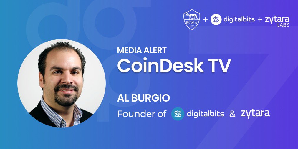 zytarahq's tweet image. Media Alert 🚨
9:00 am ET - July 28
@CoinDesk TV 

@AlBurgio of @zytarahq and @DigitalBitsOrg speaking on the @OfficialASRoma 42M deal ⚽️⚽️⚽️ 

coindesk.com/tv ➡️➡️

#asroma #coindesk #digitalbits #zytara #blockchain #crypto #football