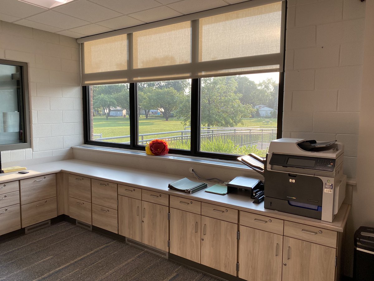 #21Learns Hawthorne getting office upgrade with mechanical window shade and new Viewsonic Boards.